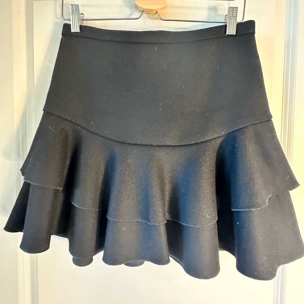 J. Crew Ruffle Layered Wool Blend Mini Skirt, size 0